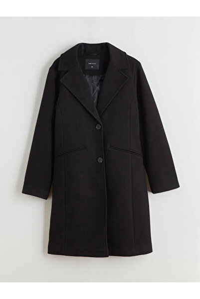 LC Waikiki Black Jacket Collar Women's Cashmere Coat