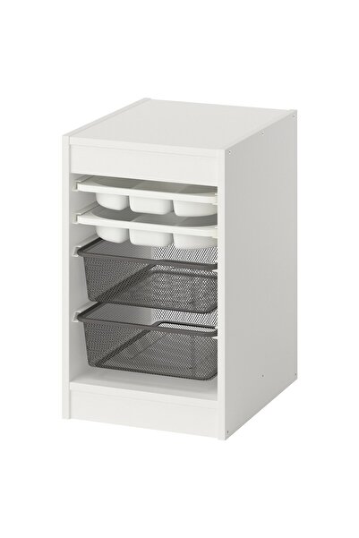 Generic طقم تخزين تروفاست مع صناديق/صواني، أبيض/رمادي داكن، 34 × 44 × 56 سم