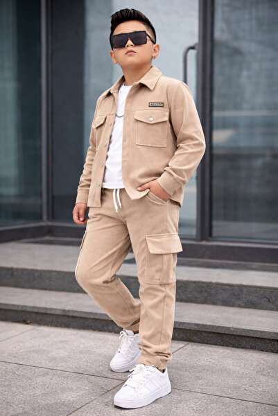 Yalçınoğlu Kids Boy's 3-Piece Set Full Lycra Ottoman Fabric I Shirt Pants T-S...