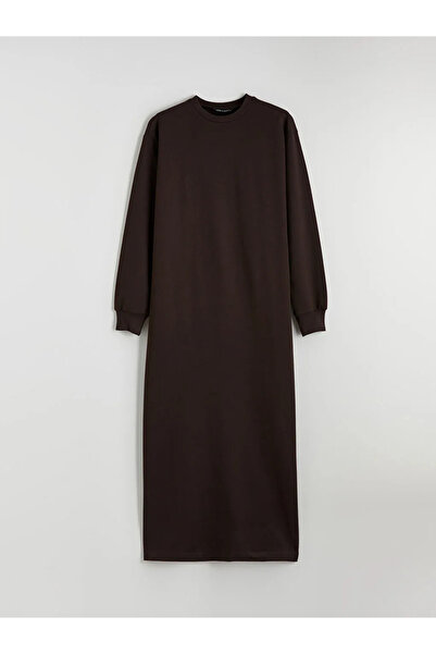 LC Waikiki Brown Crew Neck Sweat Dress