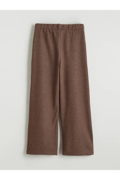 LC Waikiki Brown Wide-Leg Girls' Sweatpants with Elastic Waistband