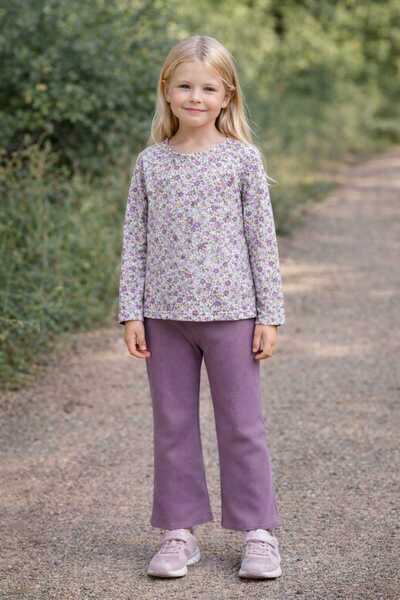krm kerem bebe Costum pentru fete din bumbac, lycra, cu picior drept, mov, cu...