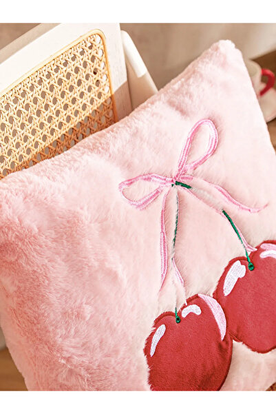 LC Waikiki Mixed Cherry Printed Plush Throw Pillow 45X45 cm