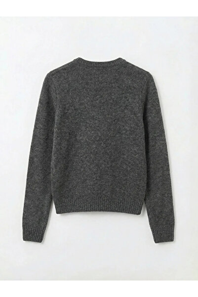 LC Waikiki Gray Crew Neck Women's Knitwear Cardigan