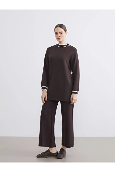 LC Waikiki Brown Mock Neck soft touch women's sweatshirt tunic