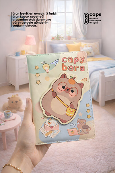 caps office 1 Adet Capybara 3D Döner Kapaklı A5 Defter – Planlayıcı & To-Do L...