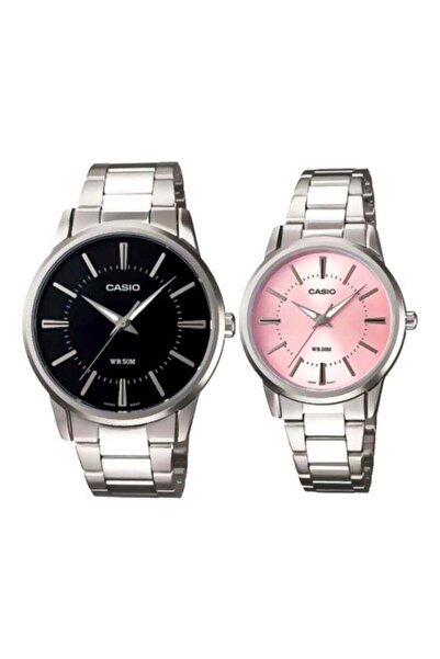 Casio 2-Piece Water Resistant Stainless Steel Analog Wrist Watch Set