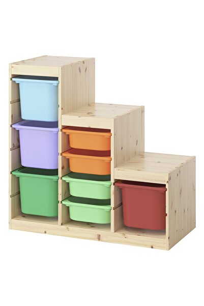 Generic وحدة تخزين تروفاست، خشب صنوبر مصبوغ باللون الأبيض الفاتح/متعدد الألوا...