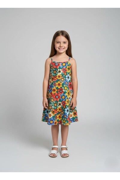 BUUFUU Summer Girls' Flower Printed Rope Strap t Dress