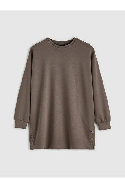 LC Waikiki Brown soft touch Oversized women's sweatshirt tunic