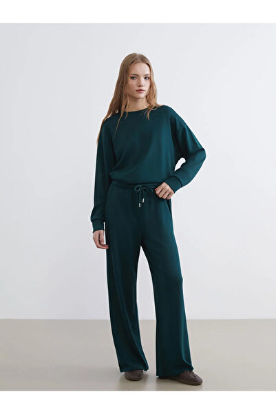 LC Waikiki Green Soft Touch Women's Sweatpants with Elastic Waist