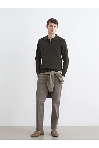 LC Waikiki Khaki Polo Neck Men's Knitwear Sweater