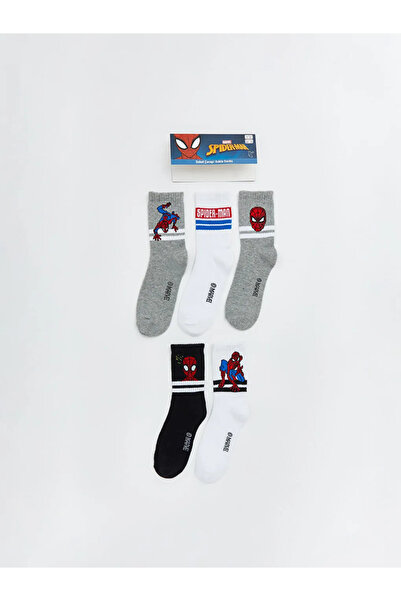 LC Waikiki 5-пакет момчешки чорапи със смесен мотив Спайдърмен