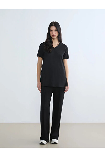 LC Waikiki Women's Black V-Neck T-Shirt