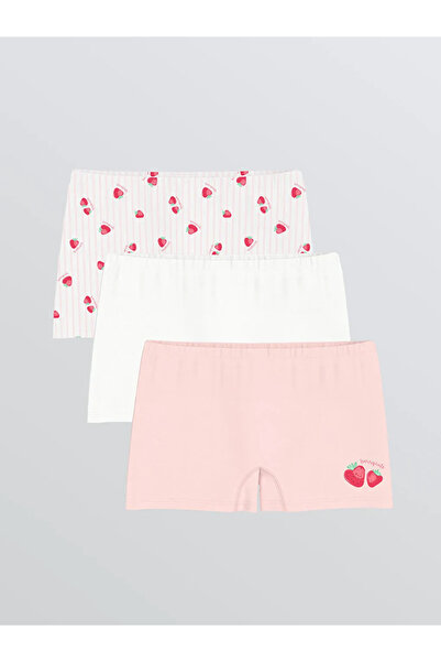 LC Waikiki Boxeri pentru fete cu imprimeu căpșuni roz, pachet de 3