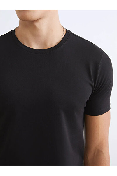 LC Waikiki Black Crew Neck Combed Cotton Men's T-Shirt