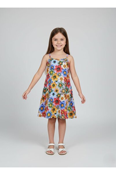 BUUFUU Summer Girls' Flower Printed Rope Strap t Dress