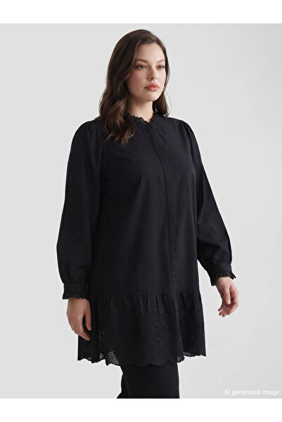 LC Waikiki Black Ruffled High Neck Women's Shirt Tunic