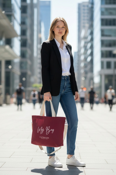 Caterina Collection Burgundy My Bag Large Hand and Shoulder Bag