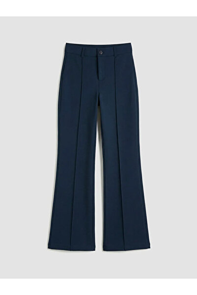 LC Waikiki Navy Blue High Waist Spanish Flare Women's Trousers