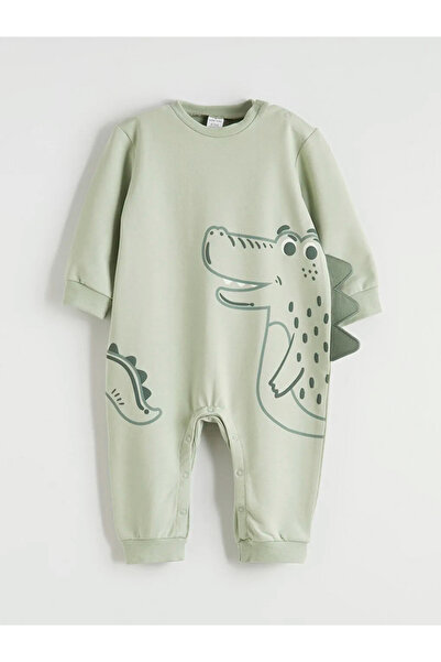 LC Waikiki Yeşil Dinozor Baskılı Erkek Bebek Tulum