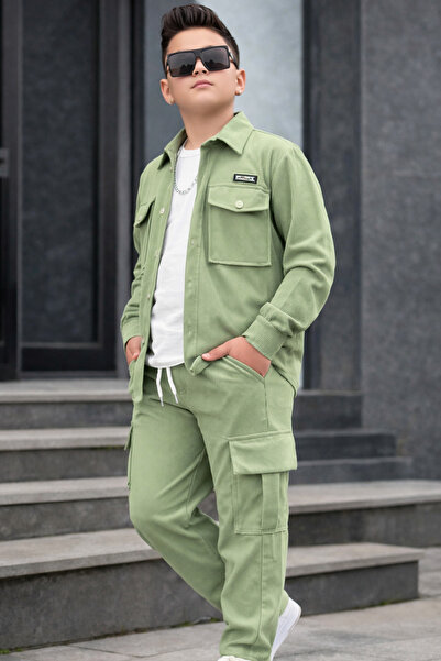 Yalçınoğlu Kids Boy's 3-Piece Set Full Lycra Ottoman Fabric I Shirt Pants T-S...