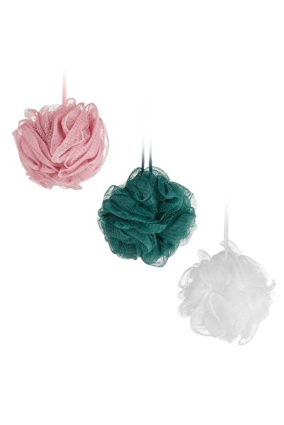 OEM Bath Sponge Set White Pink Petrol Mesh - 3pcs