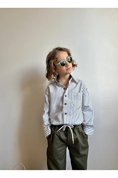 lesa kids wear Linen Striped Shirt and Pants Boys' Suit