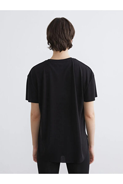 LC Waikiki Black crew neck Oversized women's sports t-shirt