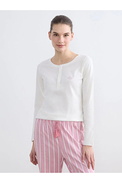 LC Waikiki Pink bicycle collar striped women's pajama set