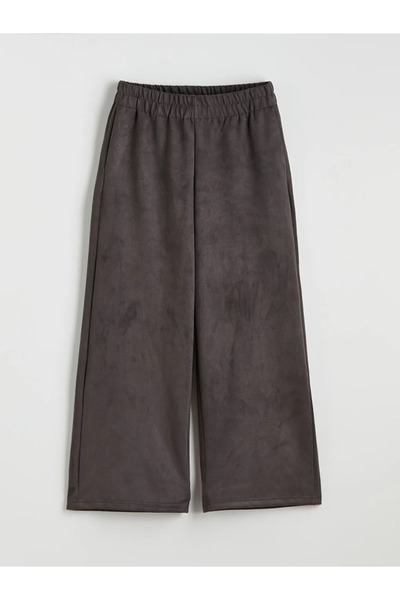 LC Waikiki Anthracite Elastic Waist Suede Look Women's Trousers