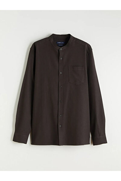 LC Waikiki Brown Regular Fit Judge Collar Long Sleeve Men's Shirt