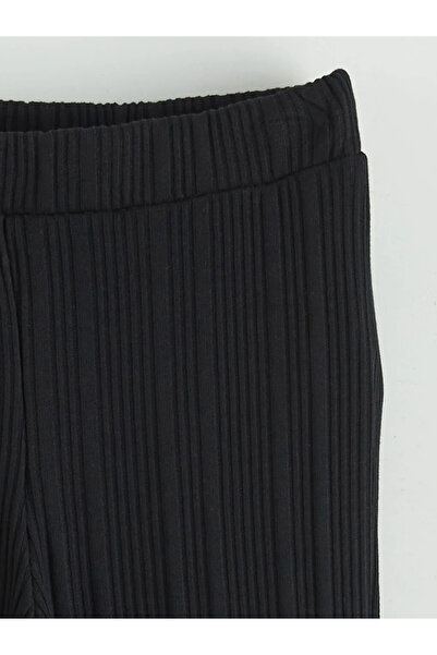 LC Waikiki Colanți negri din material ribbit cu picior larg pentru fete