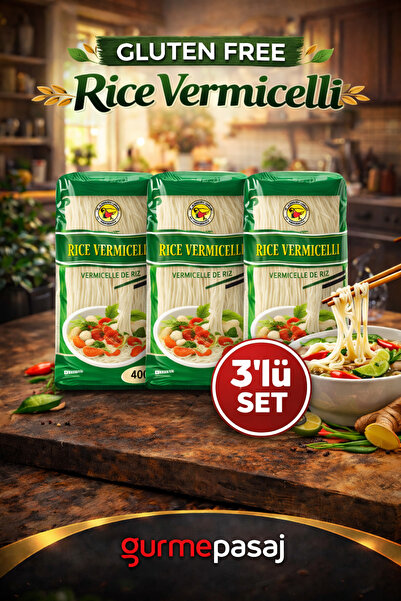 TAS BRAND Pirinç Şehriyesi Rice Vermicelli Glutensiz 400 G x 3 Adet