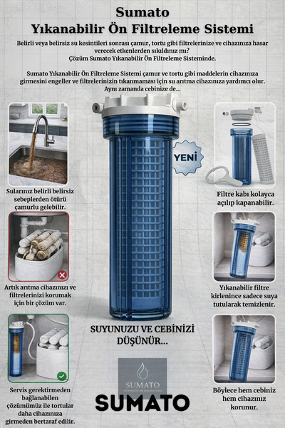 SUMATO Yenilikçi Yıkanabilirli Cihaz Ön Filtreleme Sistemi