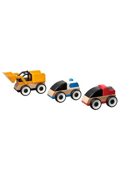 Generic LILLABO 3-piece vehicle set, excavator police car/race car multicolour