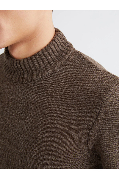 LC Waikiki Brown Half Turtleneck Men's Knitwear Sweater