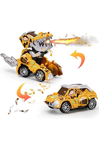 MEGA Pilli Işıklı ve Sesli Duman Efektli Dinozor Araba Seti