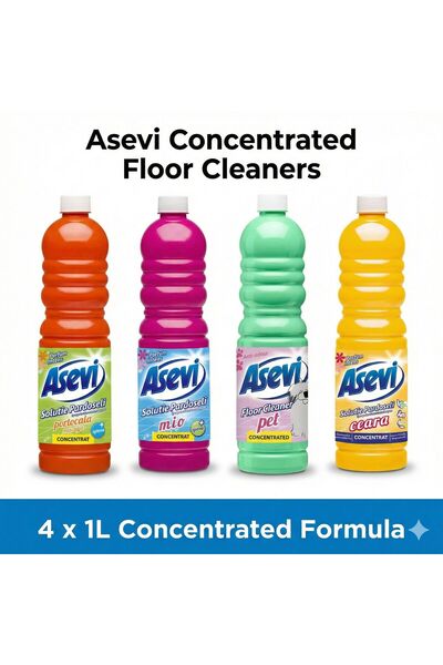 ASEVI Orange Floor Cleaner 1L + Soluție Pardoseli Ceară 1L + Pet Floor Cleane...