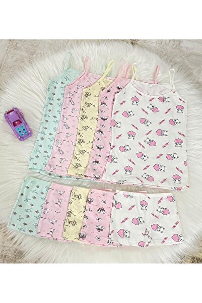 belsa iç giyim Cotton Girls' 5-Piece Primed Tank Top and Boxer Set