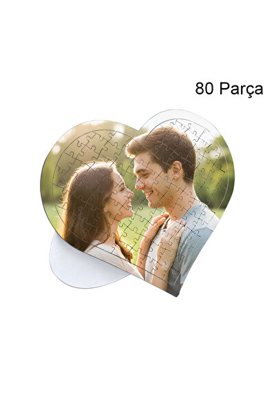 Mugs and love Kişiye özel fotğraflı kalp şeklinde puzzle