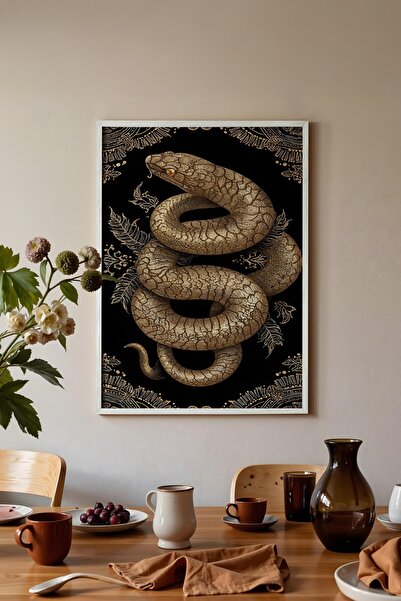 Postifull Wall Art, White Framed Painting and Poster, Ritual Series, Snake Pa...