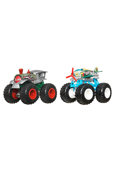 HOT WHEELS Monster Trucks Güçlü İkili 1:64 Arabalar Loco Punk ve Airplane Mod...