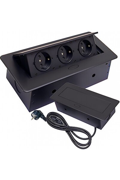 EBA Priză încorporată ®, neagră, 3 prize Schuko 16A/250V