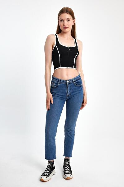 ihraç pazarı قميص قصير مزركش بسحاب أمامي - قماش مرن، تصميم عصري ومواكب للموضة