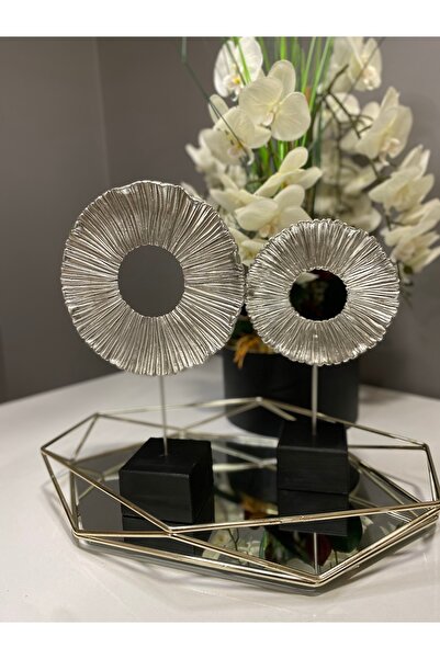 İnci line souvenırs Lüks Gümüş Halka Biblo Seti – Modern Salon ve Konsol Dekoru