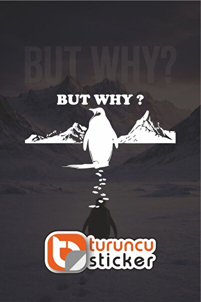 Turuncu Sticker Nihilist Penguen BUT WHY ? Sticker Etiket 20x15 cm – Araç – M...