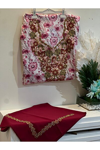 REHAM Emirati-style embroidered Silk fabric, soft and embroidered on the ches...