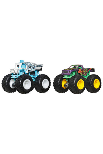 HOT WHEELS Monster Trucks Güçlü İkili 1:64 Arabalar Bionic Bruiser ve Test Su...