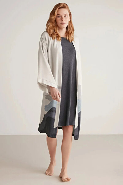 AMORA FANCY CLOTHİNG W605 Kadın Kısa Gecelik ve Sabahlık Takımı